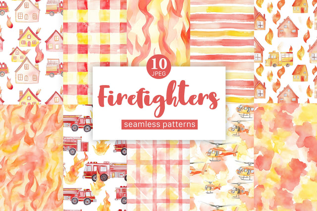 Firefighters Digital Papers | Nursery Pattern Digital Pattern GlamArtZhanna 