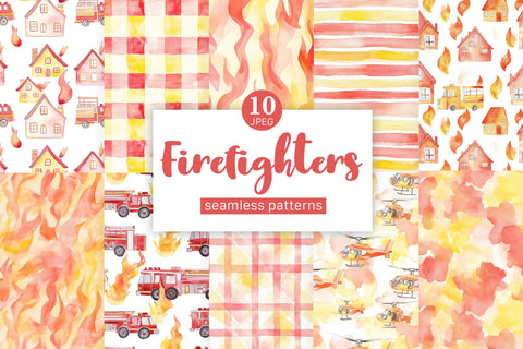 Firefighters Digital Papers | Nursery Pattern Digital Pattern GlamArtZhanna 