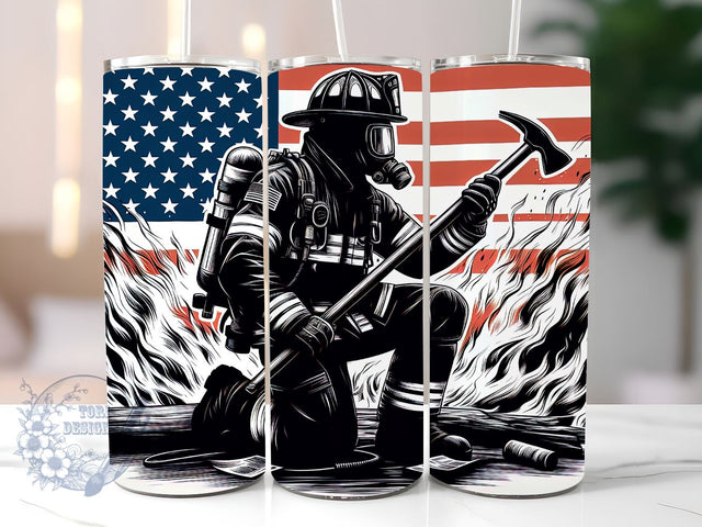 Firefighters Tumbler PNG, Firefighters USA Flag 20oz Skinny Tumbler, Straight & Tapered Tumbler Wrap PNG, Instant Digital Download PNG, Designs Downloads Sublimation ToriDesigns 
