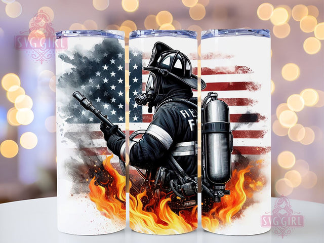 Firefighters USA Flag 20oz Skinny Tumbler, Firefighters Tumbler Wrap Sublimation Design, Straight Tapered Tumbler Wrap, USA Flag Tumbler Png, Instant Digital Download Sublimation SvggirlplusArt 