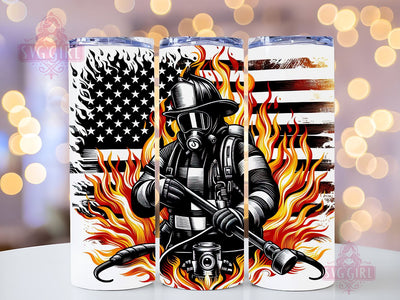 Firefighters USA Flag 20oz Skinny Tumbler Sublimation Design Sublimation SvggirlplusArt 