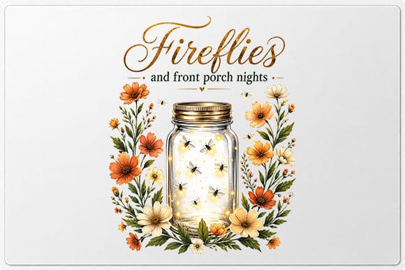 Fireflies And Front Porch Nights PNG | Rustic Summer Sublimation Design SVG BillahCrafts 