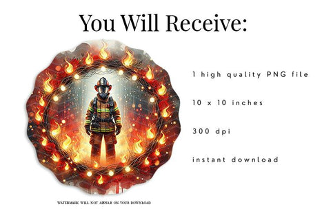 Fireman First Responder 10 Inch Wind Spinner Sublimation PNG Sublimation BijouBay 