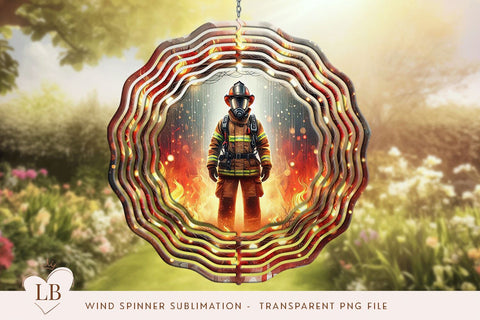 Fireman First Responder 10 Inch Wind Spinner Sublimation PNG Sublimation BijouBay 