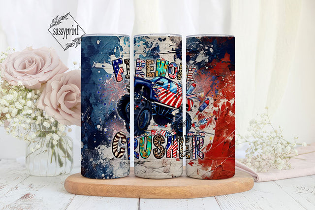 Firework crusher 4th of July 20 oz skinny tumbler png, tumbler wrap png, 4th of July png, 20 oz tumbler designs, USA tumbler png download Sublimation sassyprint 