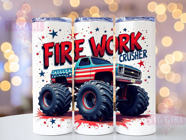 Firework Crusher 4th of July Tumbler, 4th of July Tumbler Wrap, 20oz Tumbler Sublimation, Patriotic USA Design, Red White Blue Tumbler, Independence Day Tumbler, America Pride Wrap Sublimation SvggirlplusArt 