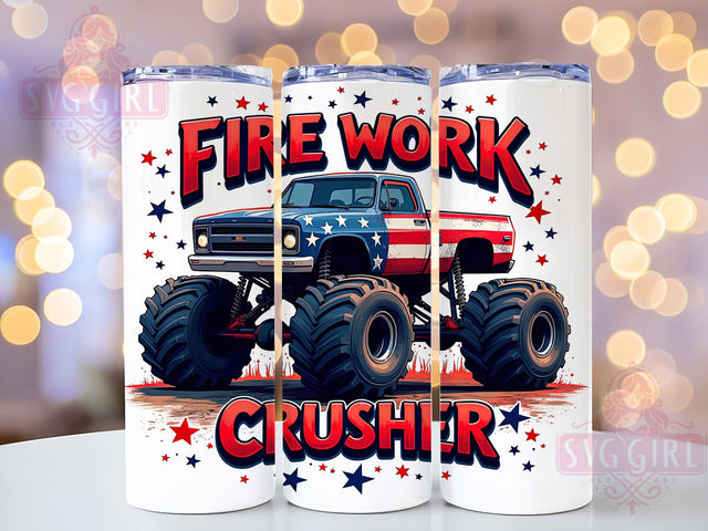 Firework Crusher 4th of July Tumbler, 4th of July Tumbler Wrap, 20oz Tumbler Sublimation, Patriotic USA Design, Red White Blue Tumbler, Independence Day Tumbler, America Pride Wrap Sublimation SvggirlplusArt 