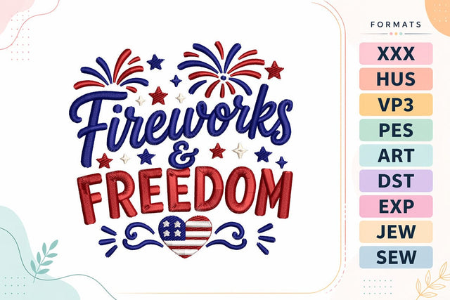 Fireworks and Freedom 4th of July Embroidery Design Embroidery/Applique DESIGNS sg embroidery 