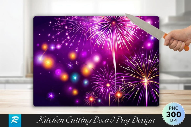 Fireworks in a Purple Wallpaper Cutting Board Sublimation Regulrcrative 