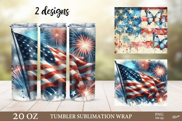 Fireworks Tumbler Wrap. 20 OZ Vintage Tumbler Sublimation Sublimation Olga Terlyanskaya 