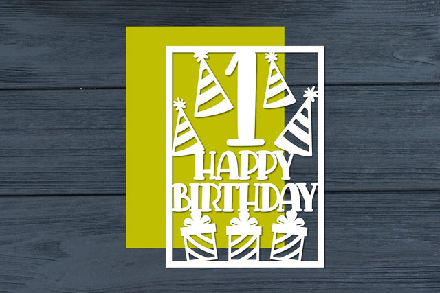 First Birthday Papercut Card, 1st Birthday SVG zafrans studio 