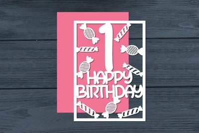 First Birthday Papercut Card, 1st Birthday SVG zafrans studio 
