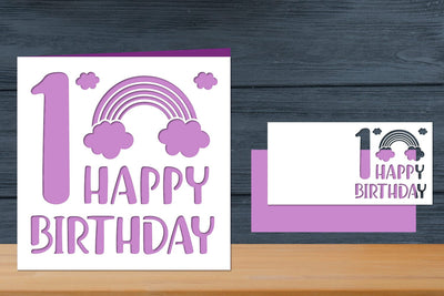First Birthday Papercut Card SVG zafrans studio 