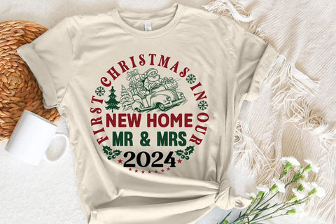 First Christmas In Our New Home Mr & Mrs 2024 SVG Angelina750 