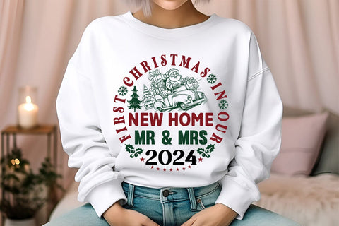 First Christmas In Our New Home Mr & Mrs 2024 SVG Angelina750 