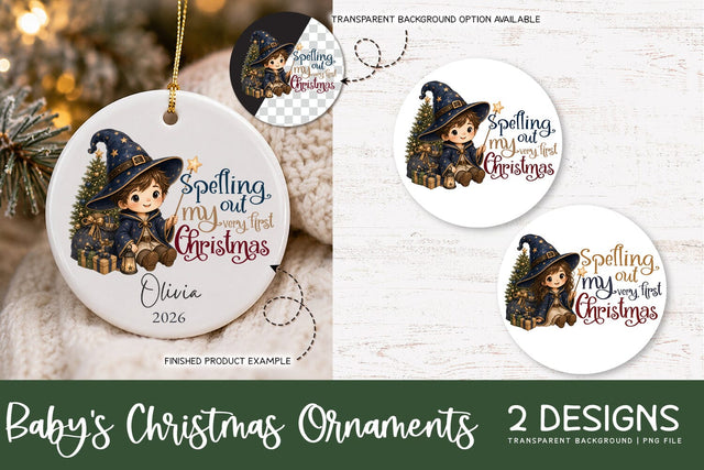 First Christmas Ornament PNG | Baby Christmas PNG Sublimation Petunia Digital Design 