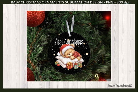 First Christmas, Sleeping Baby Bear Christmas Ornament, Sublimation Png, 2025 Christmas Ornament Sublimation Keepsake Treasures Designs LLC. 