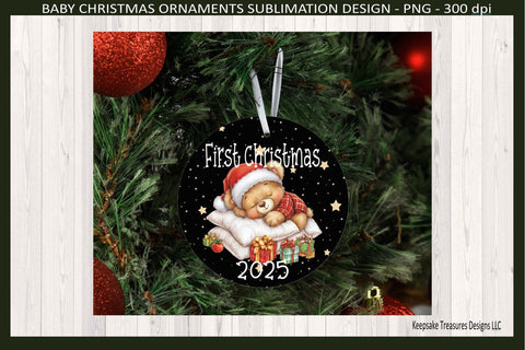 First Christmas, Sleeping Baby Bear Christmas Ornament, Sublimation Png, 2025 Christmas Ornament Sublimation Keepsake Treasures Designs LLC. 