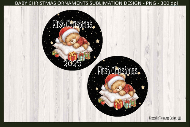 First Christmas, Sleeping Baby Bear Christmas Ornament, Sublimation Png, 2025 Christmas Ornament Sublimation Keepsake Treasures Designs LLC. 