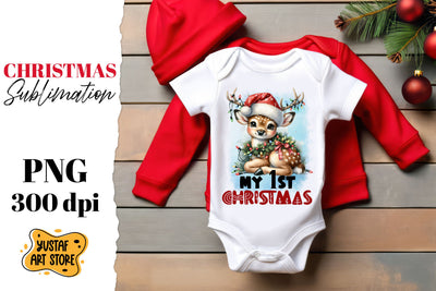 First Christmas sublimation. Christmas deer illustration Sublimation Yustaf Art Store 