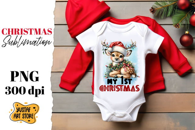 First Christmas sublimation. Christmas deer illustration Sublimation Yustaf Art Store 