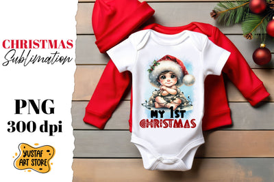 First Christmas sublimation. Cute baby illustration Sublimation Yustaf Art Store 