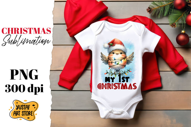 First Christmas sublimation. Cute bird illustration Sublimation Yustaf Art Store 