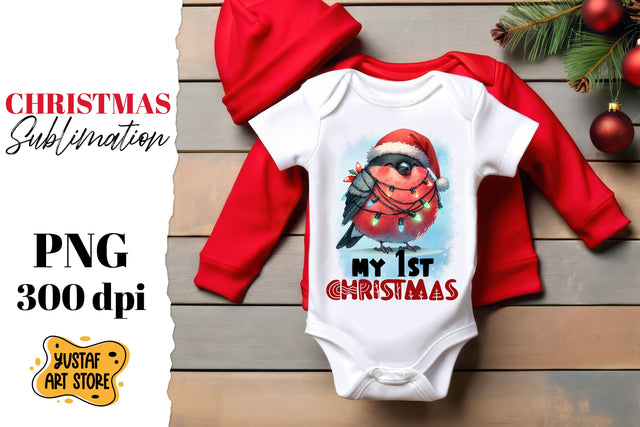 First Christmas sublimation. Winter bird illustration Sublimation Yustaf Art Store 