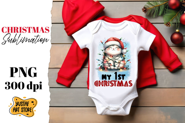 First Christmas sublimation.Cute Cat and christmas light Sublimation Yustaf Art Store 