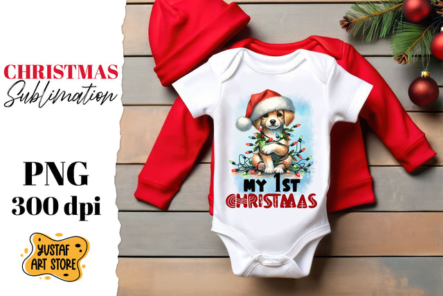 First Christmas sublimation.Cute Dog and christmas light Sublimation Yustaf Art Store 