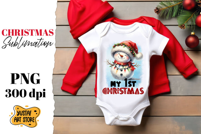 First Christmas sublimation.Snowman and christmas light Sublimation Yustaf Art Store 