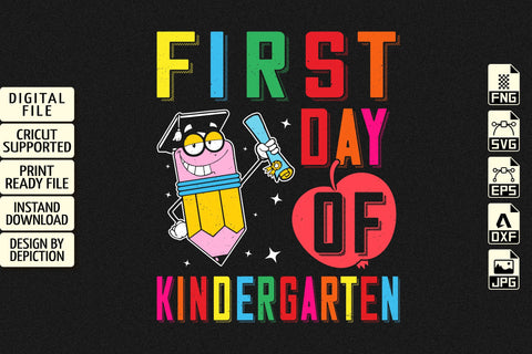 First Day Of Kindergarten T-Shirt, Back To School Shirt, Kindergarten Shirt, Pre Kindergarten Shirt, Kindergarten Penchil Shirt Print Template Sketch DESIGN Depiction Studio 