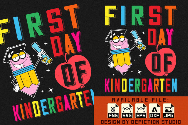First Day Of Kindergarten T-Shirt, Back To School Shirt, Kindergarten Shirt, Pre Kindergarten Shirt, Kindergarten Penchil Shirt Print Template Sketch DESIGN Depiction Studio 