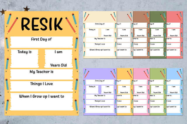 First Day of School Sign Ready to Print Custom Personalized Bundle SVG zafrans studio 