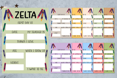 First Day of School Sign Ready to Print Custom Personalized Bundle SVG zafrans studio 