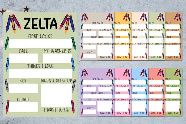 First Day of School Sign Ready to Print Custom Personalized Bundle SVG zafrans studio 