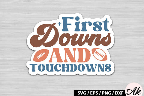 First downs and touchdowns Retro Stickers SVG akazaddesign 