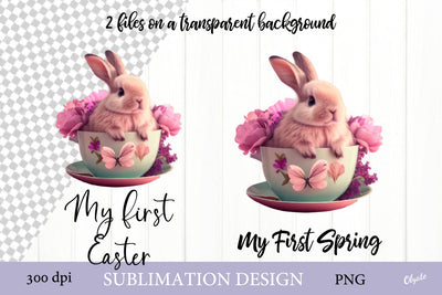 First Easter, First Spring PNG. Cute Bunny Sublimation PNG Sublimation Olga Terlyanskaya 