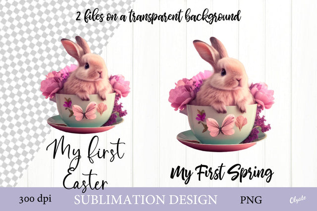 First Easter, First Spring PNG. Cute Bunny Sublimation PNG Sublimation Olga Terlyanskaya 