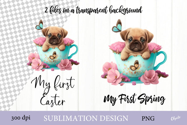 First Easter, Spring Sublimation PNG. Cute Dog, Puppy PNG Sublimation Olga Terlyanskaya 