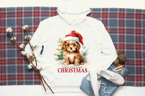 First Fur Ever Christmas, Funny Dog Saying PNG Sublimation CraftLabSVG 