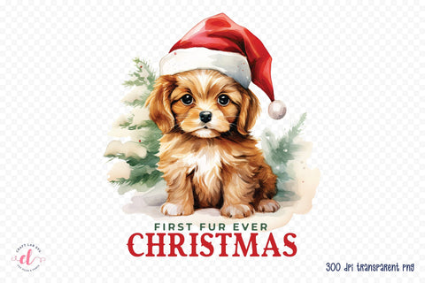 First Fur Ever Christmas, Funny Dog Saying PNG Sublimation CraftLabSVG 