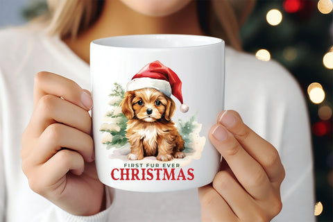First Fur Ever Christmas, Funny Dog Saying PNG Sublimation CraftLabSVG 