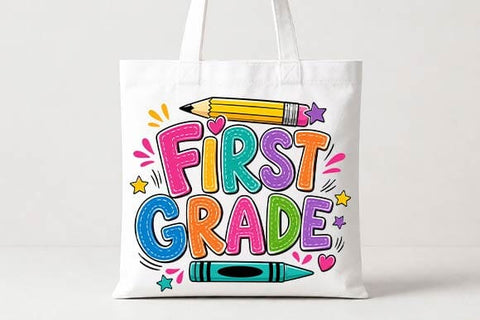 First Grade PNG | Colorful School Sublimation Design SVG BillahCrafts 