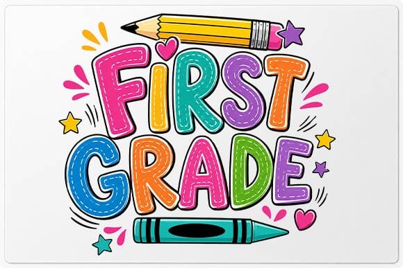 First Grade PNG | Colorful School Sublimation Design SVG BillahCrafts 