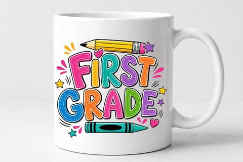 First Grade PNG | Colorful School Sublimation Design SVG BillahCrafts 