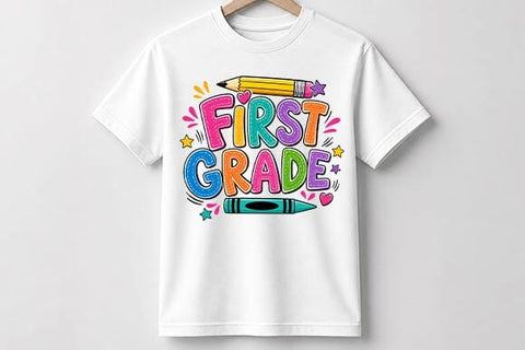 First Grade PNG | Colorful School Sublimation Design SVG BillahCrafts 