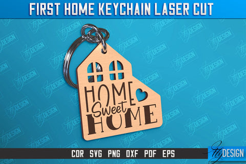 First Home Keychain Laser Cut Bundle | Happy Place | Housewarming Gift | CNC File SVG Fly Design 