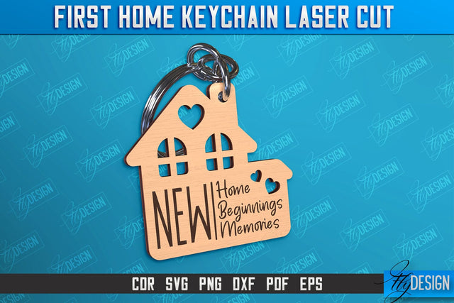 First Home Keychain Laser Cut | Happy Place | Housewarming Gift | CNC File SVG Fly Design 