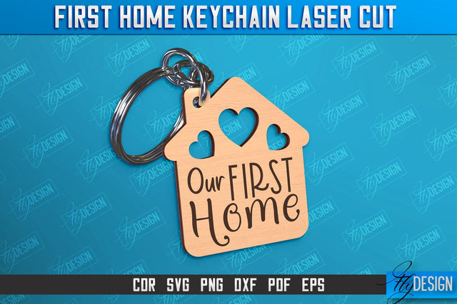 First Home Keychain Laser Cut | Happy Place | Housewarming Gift | CNC File SVG Fly Design 